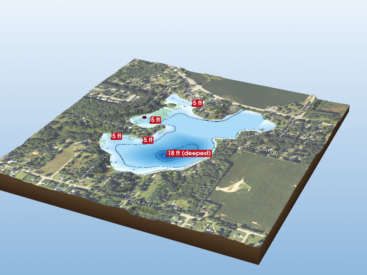 Depth map of Ackley Lake