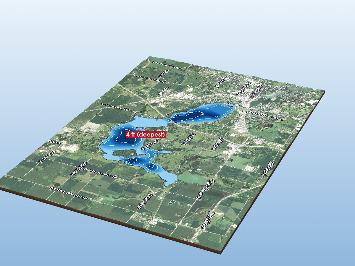 Depth map of Albert Lea Lake