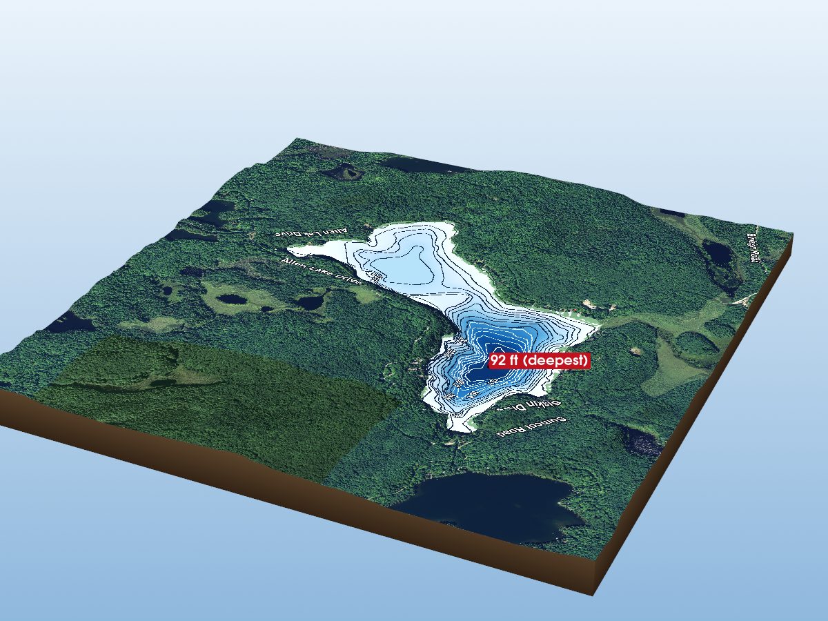 Depth map of Allen Lake