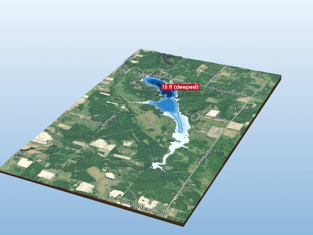3D depth map of Ann Lake
