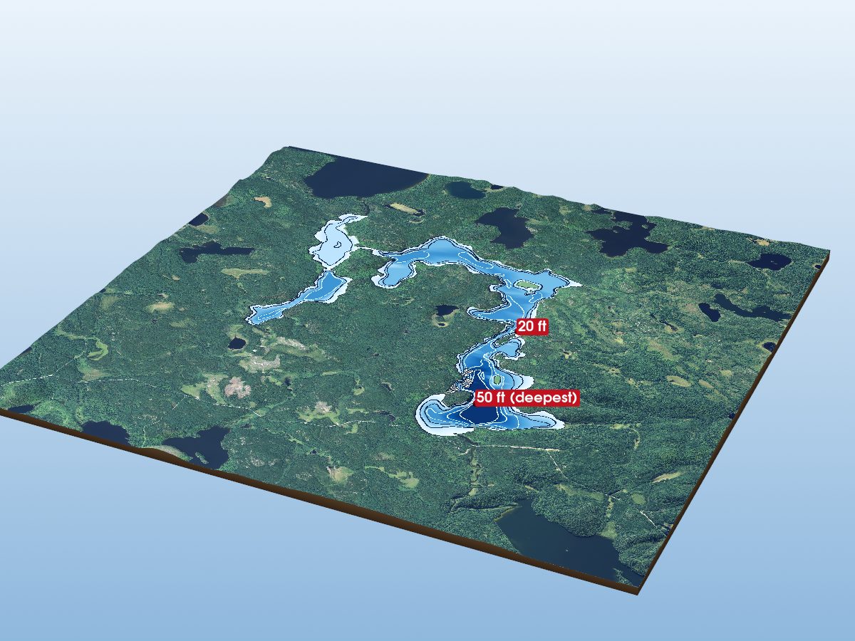 Depth map of Arethusa Lake