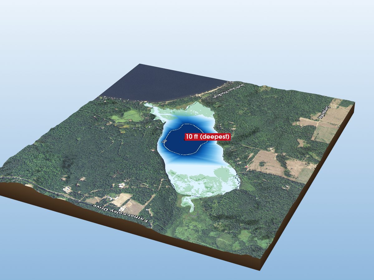 Depth map of Arrowhead Lake