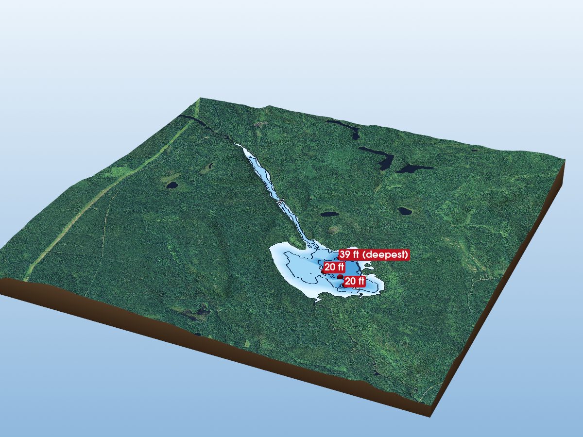 Depth map of Arrowroot Lake