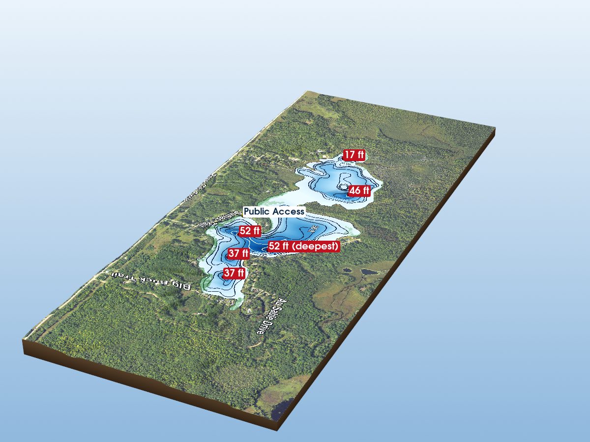 Depth map of Au Sable Lake