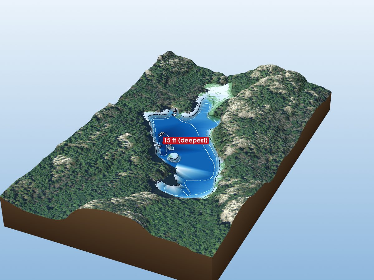Depth map of Badgeley Lake