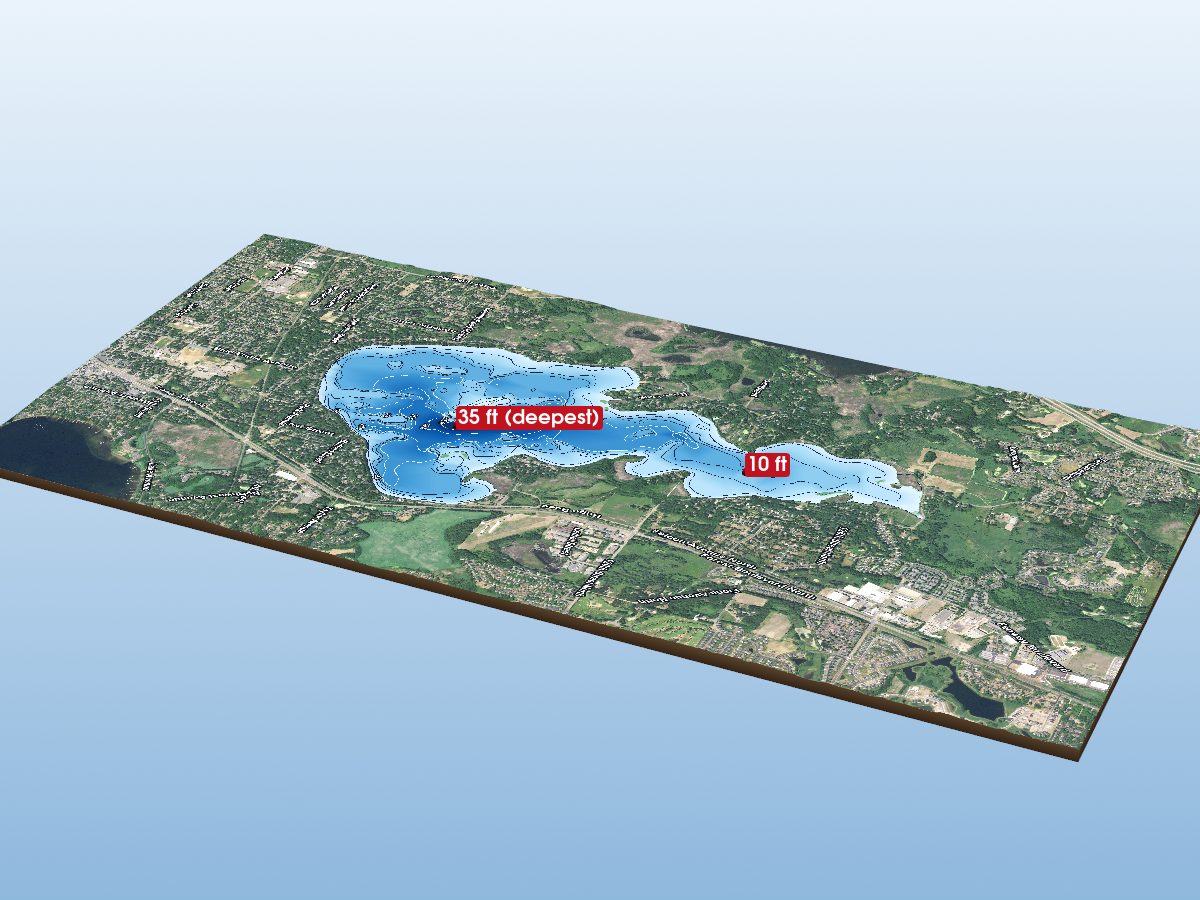 Depth map of Bald Eagle Lake