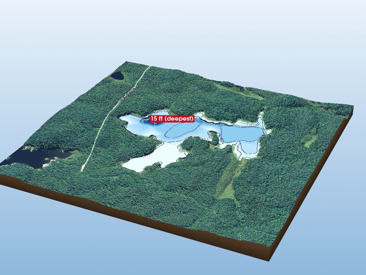 Depth map of Baldhead Lake
