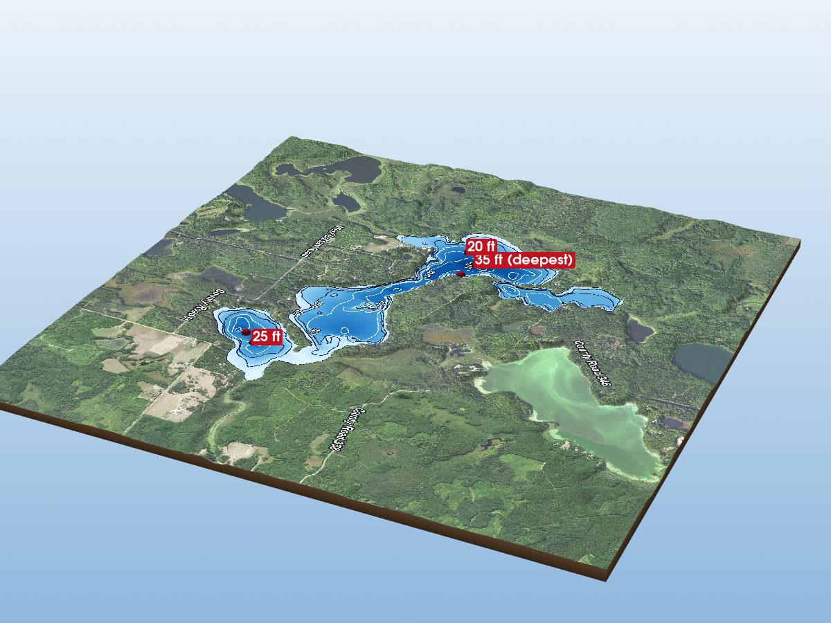 Depth map of Balsam Lake