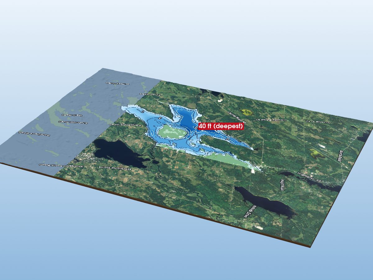 Depth map of Balsam Lake
