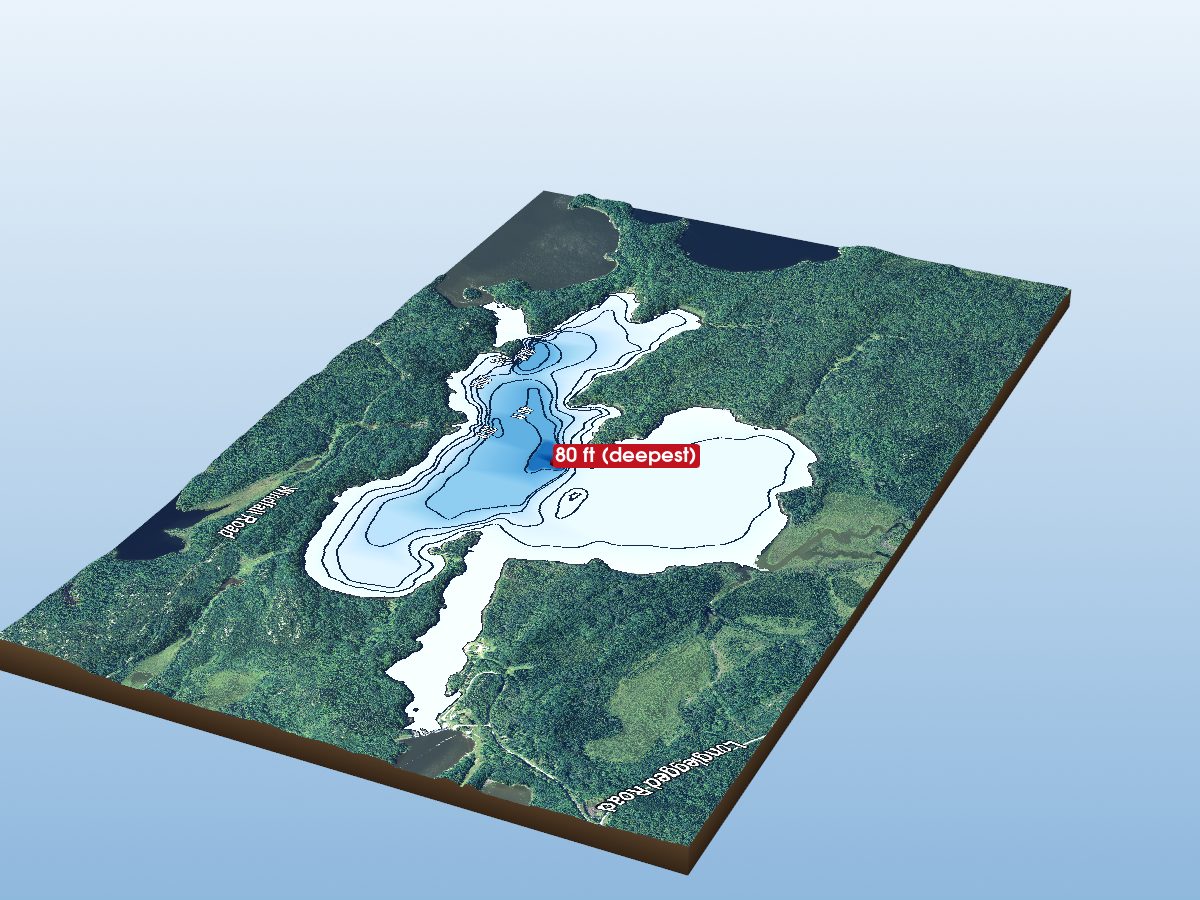 Depth map of Barnston Lake