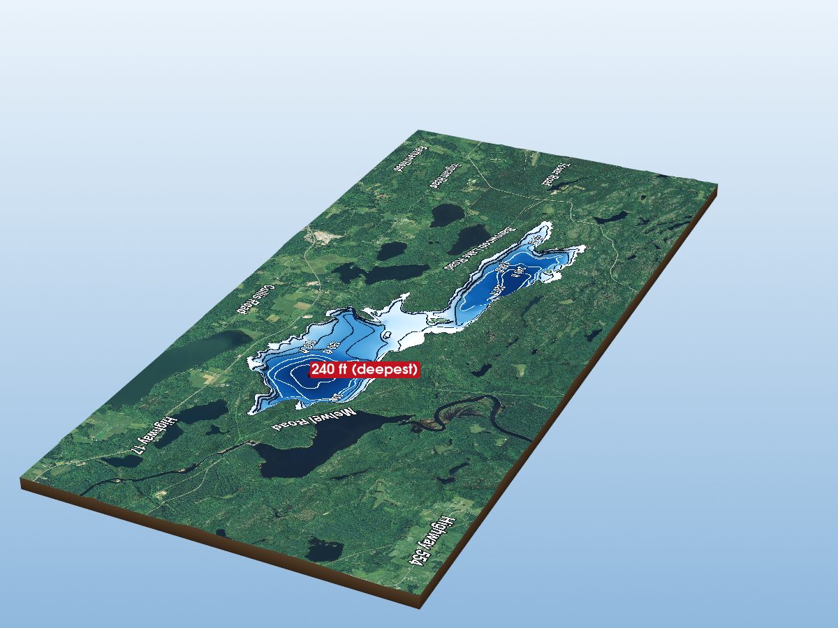 Depth map of Basswood Lake