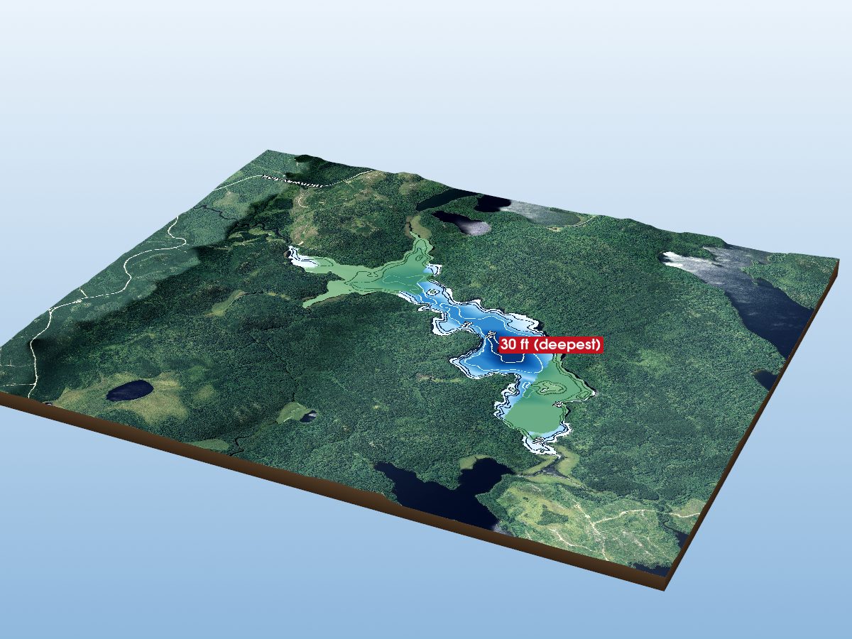 Depth map of Bawden Lake