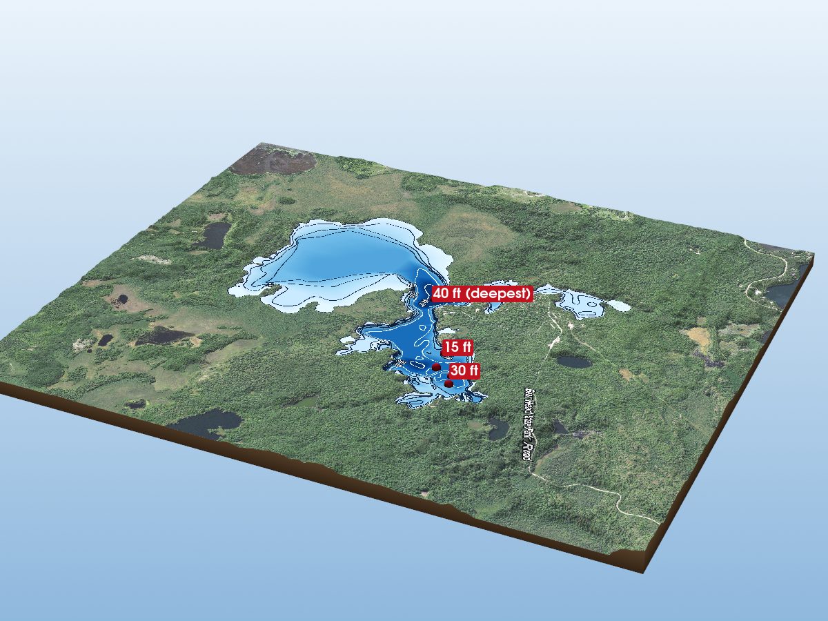 Depth map of Bear Head Lake
