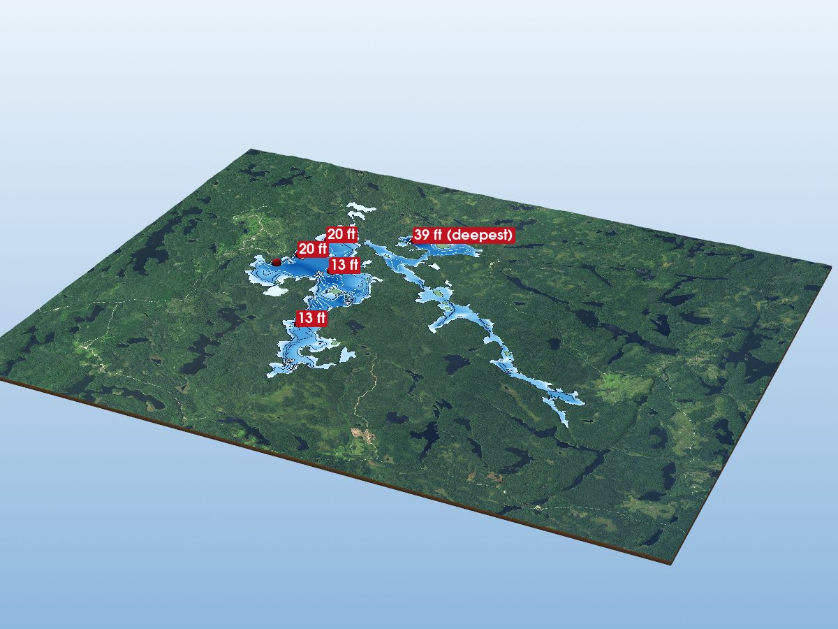 Depth map of Bedivere Lake