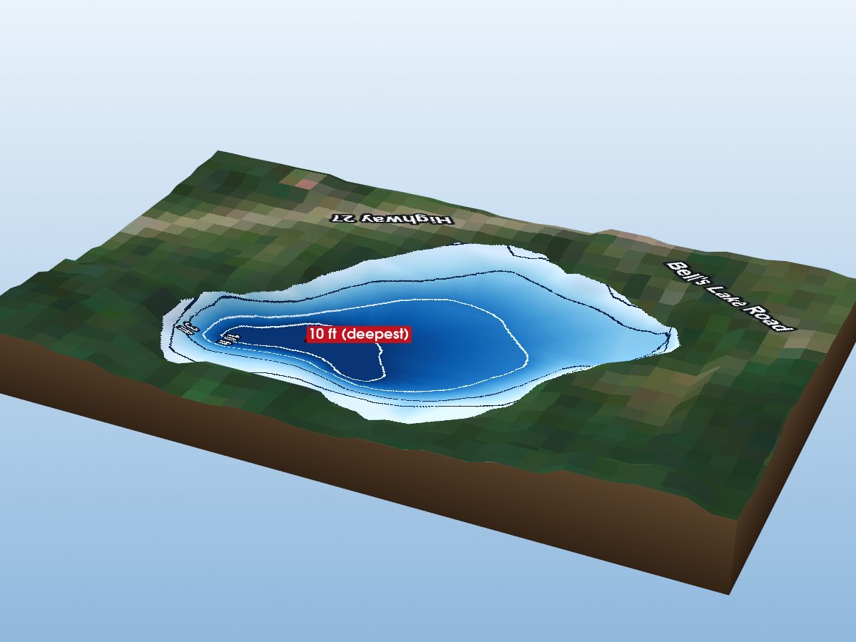 Depth map of Bell's Lake
