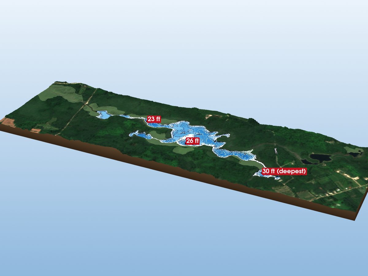 Depth map of Bells Lake