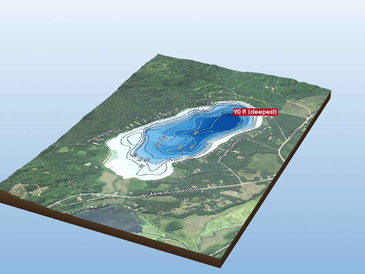 Depth map of Benedict Lake