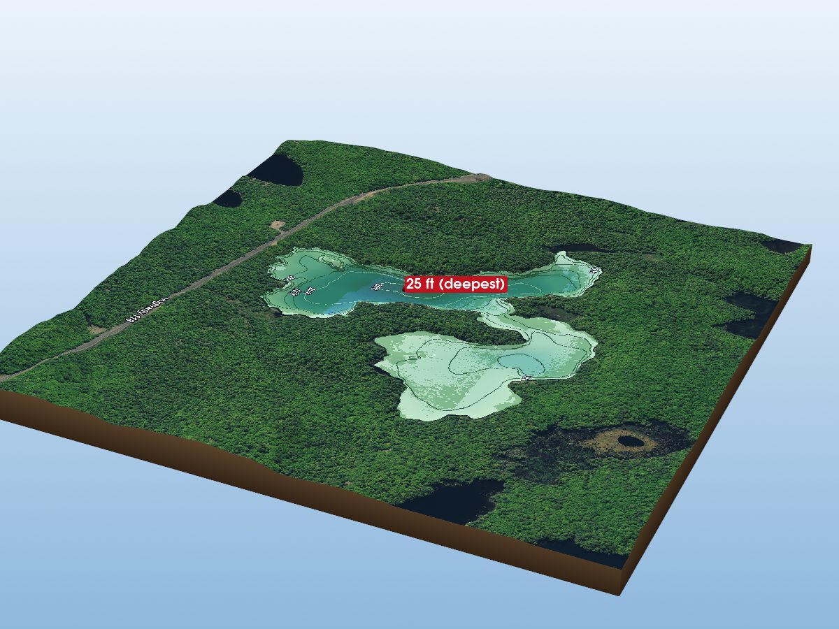 Depth map of Bentshoe Lake