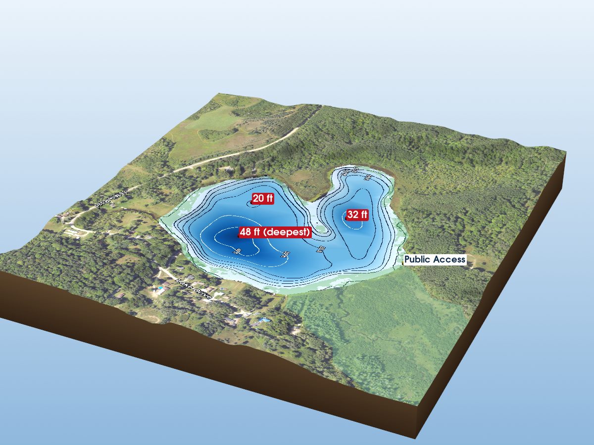 Depth map of Bergess Lake