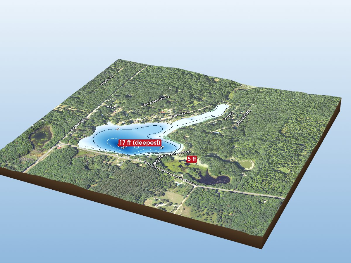 Depth map of Bertha Lake