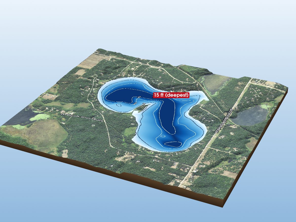 Depth map of Big Bass Lake (east basin)