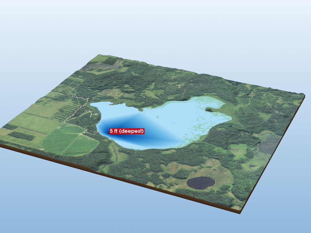 Depth map of Big Basswood Lake