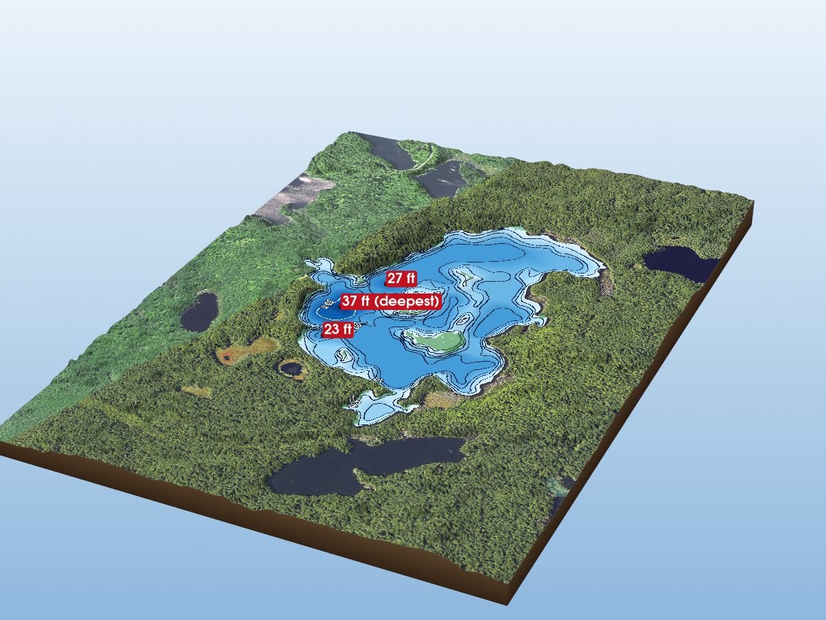 Depth map of Big Bateau Lake