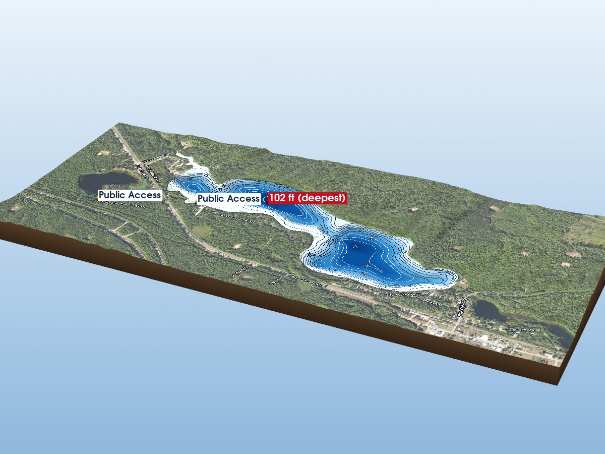 Depth map of Big Bradford Lake