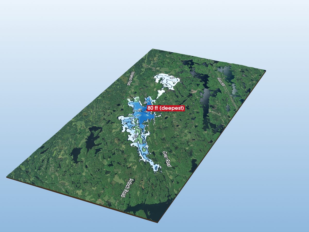 Depth map of Big Gull Lake
