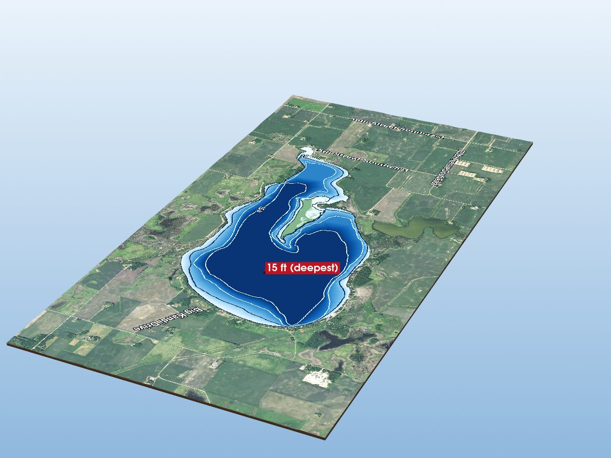 Depth map of Big Kandiyohi Lake