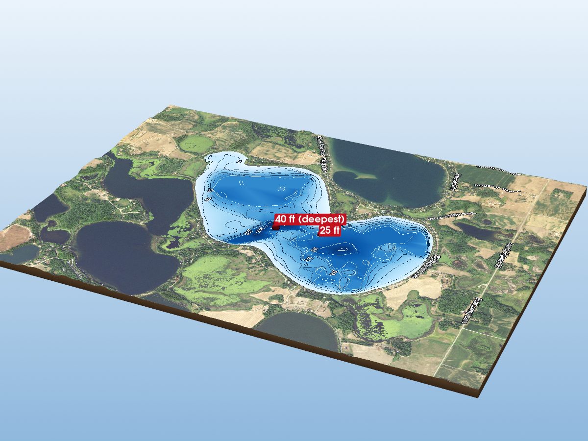 Depth map of Big McDonald Lake