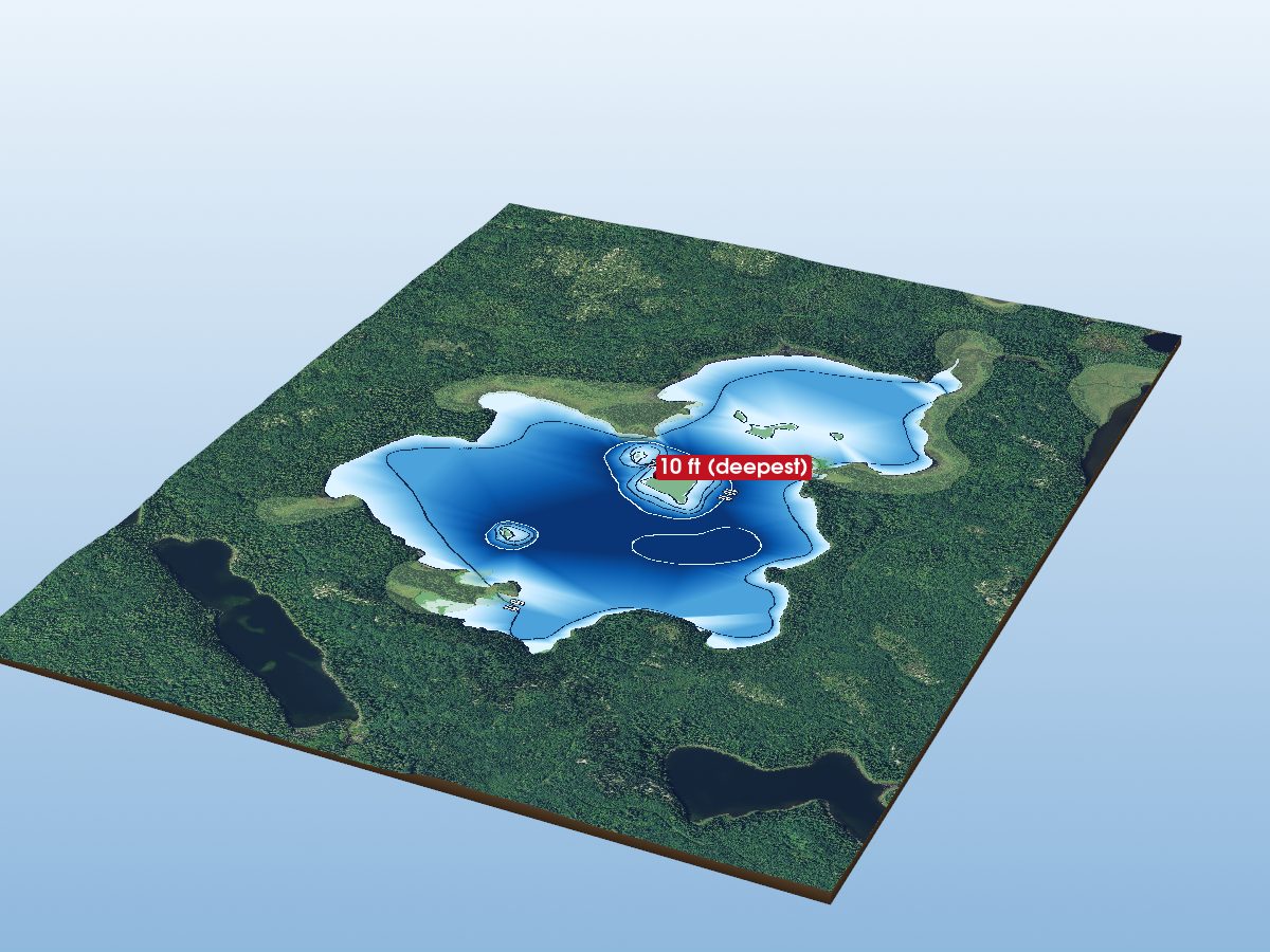Depth map of Big Rice Lake