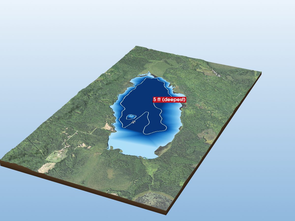 Depth map of Big Rice Lake