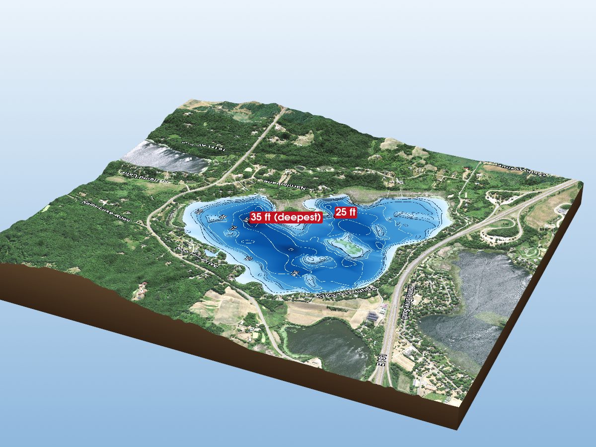 Depth map of Big Spunk Lake