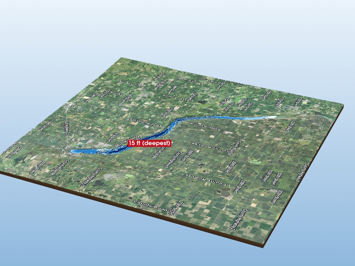Depth map of Big Stone Lake