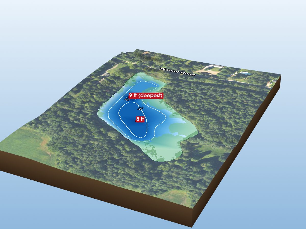 Depth map of Birch Lake Mill Pond
