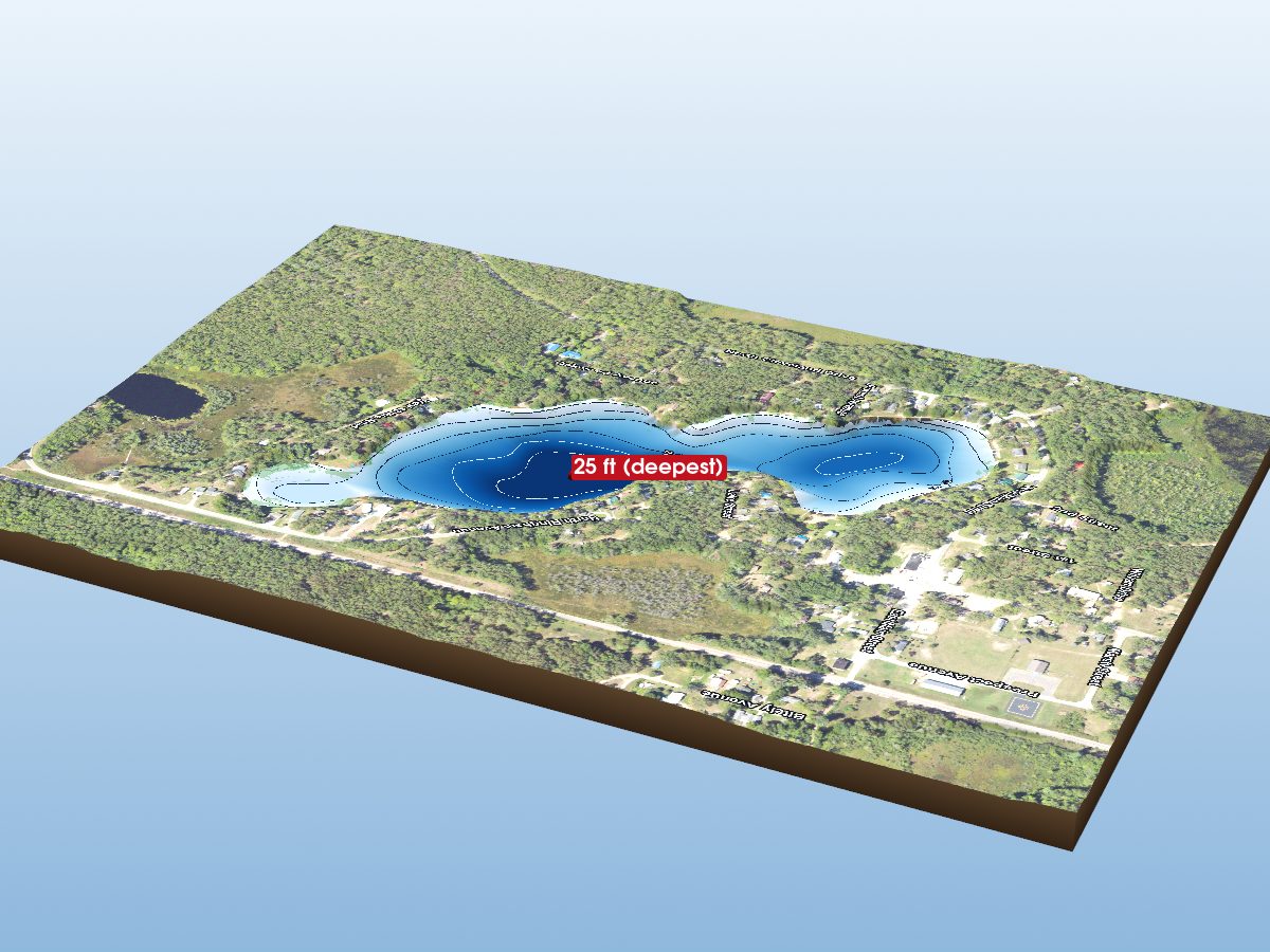 Depth map of Bitely Lake