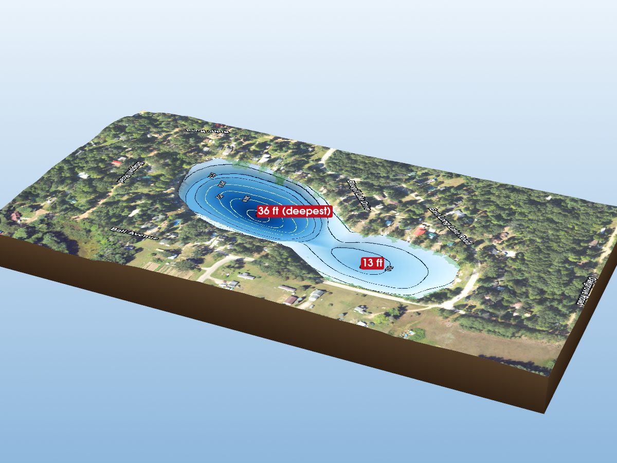 Depth map of Bluegill Lake