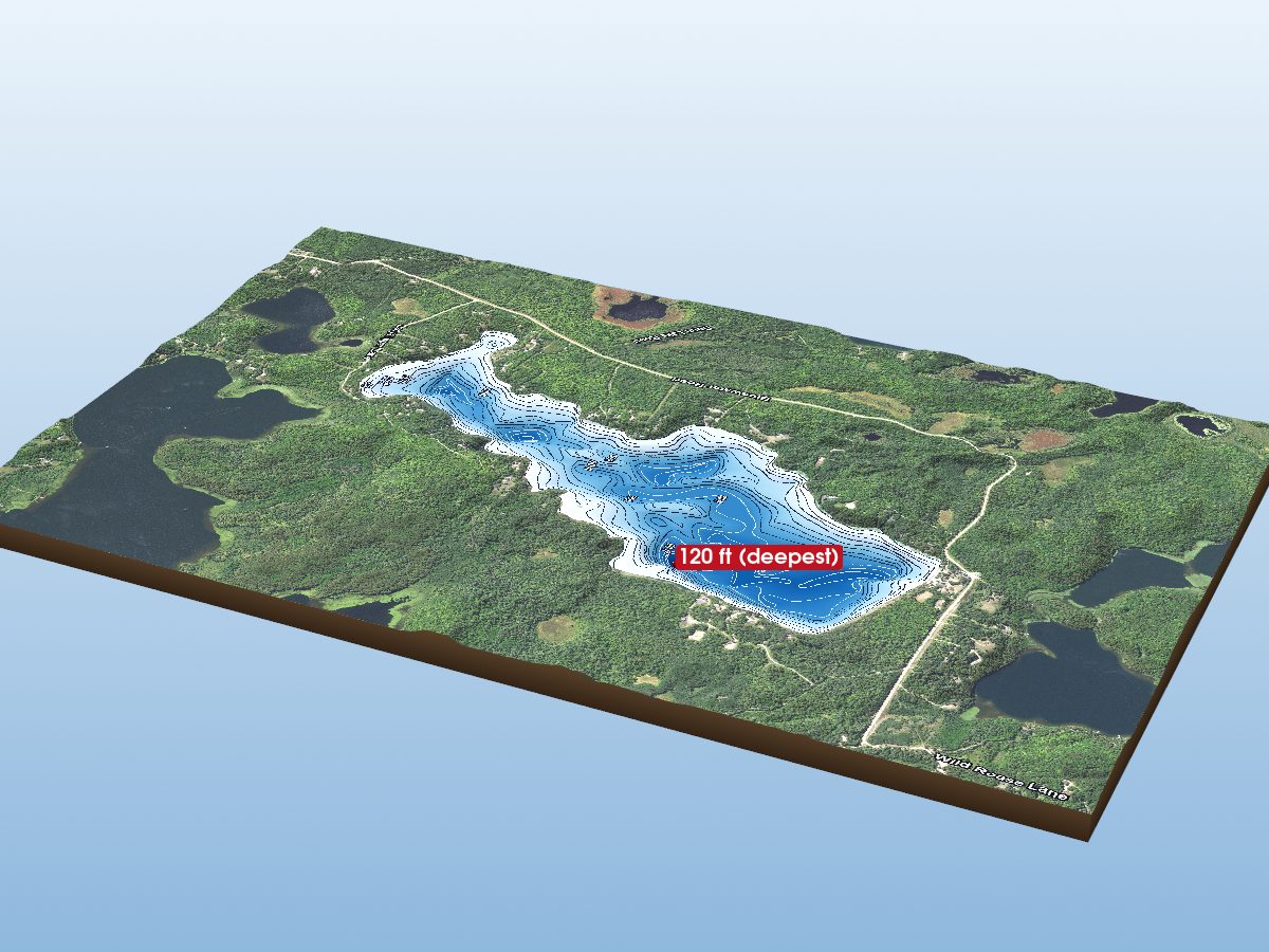 Depth map of Bluewater Lake