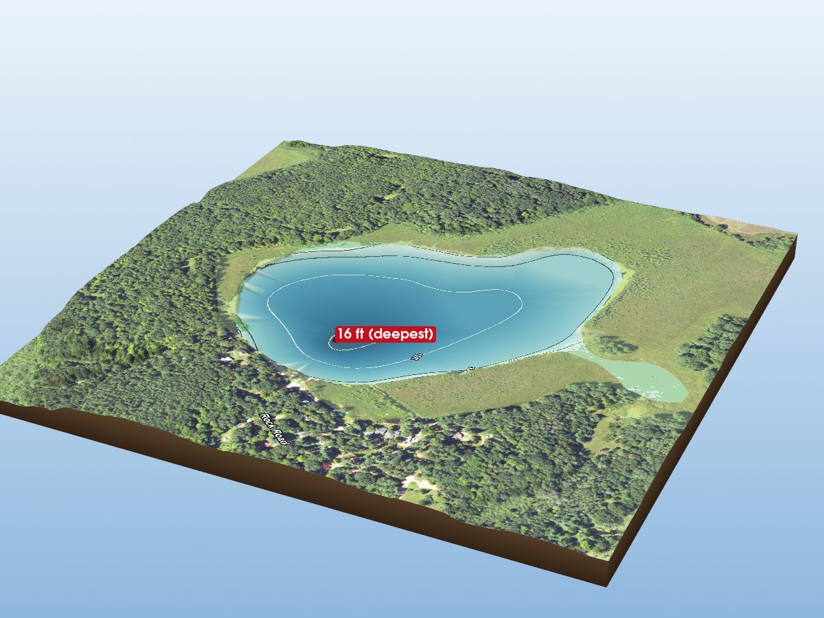 Depth map of Bluff Lake