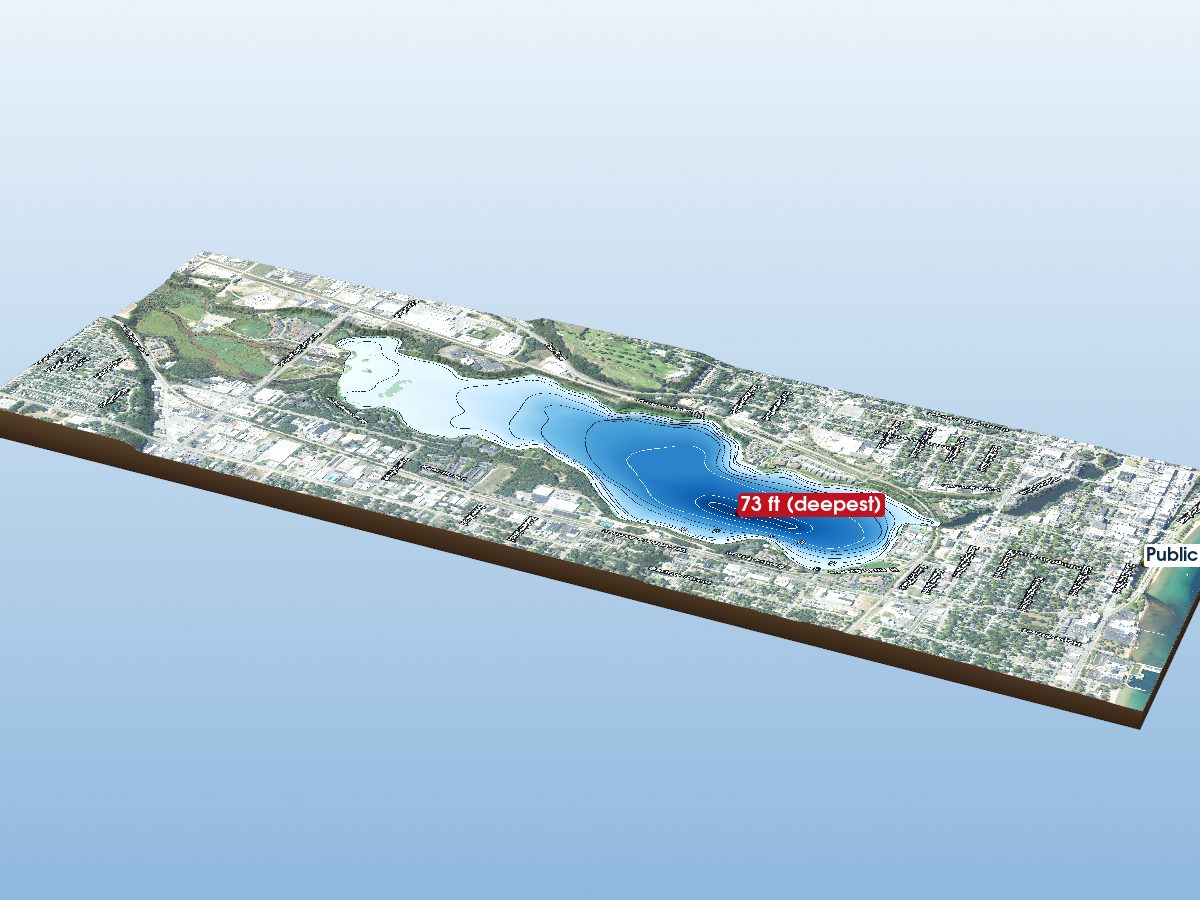 Depth map of Boardman Lake