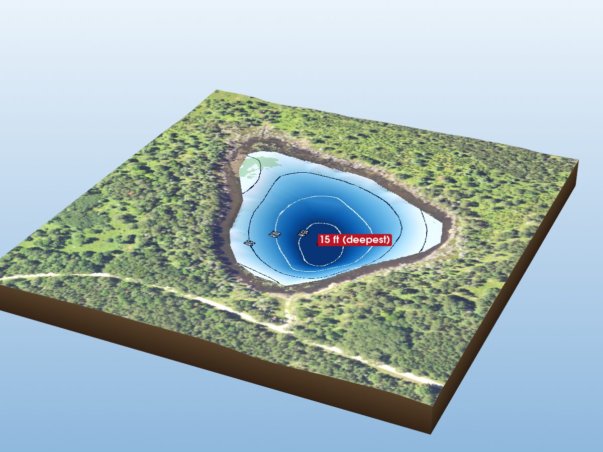 Depth map of Bog Lake