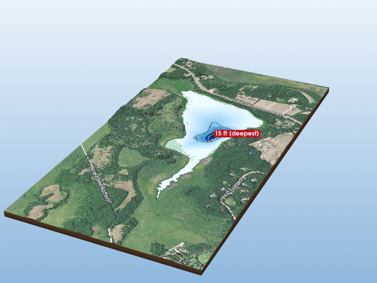 Depth map of Boot Lake