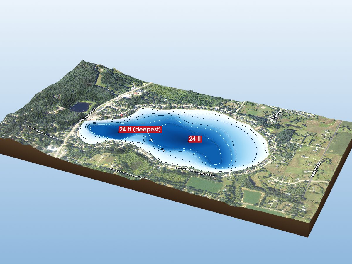 Depth map of Bostwick Lake