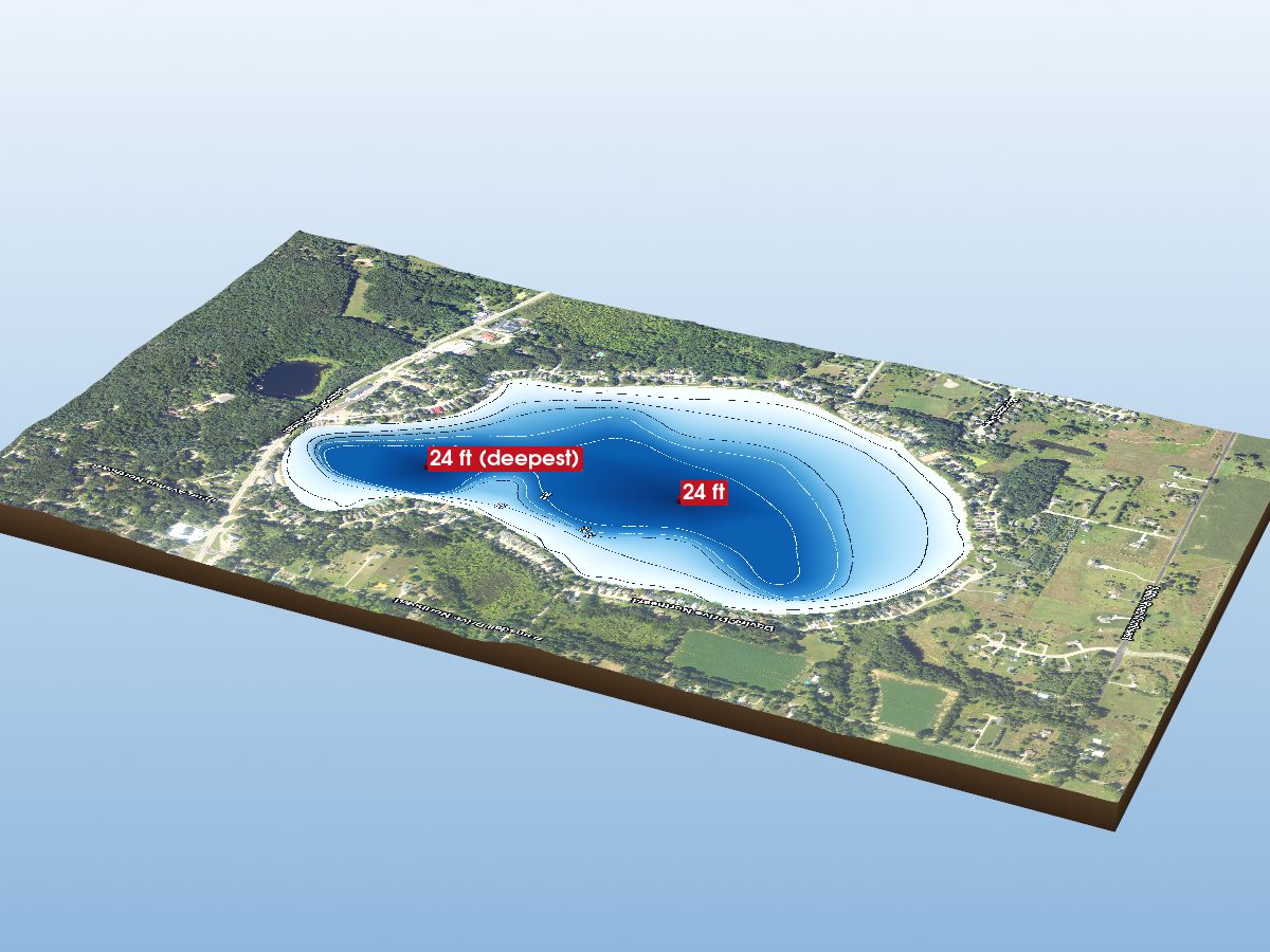 Depth map of Bostwick Lake