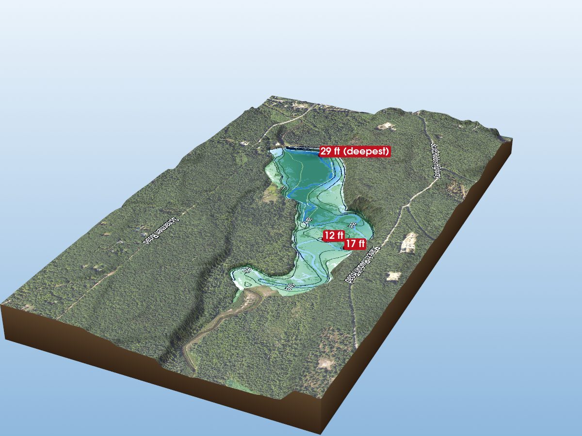 Depth map of Brown Bridge Pond