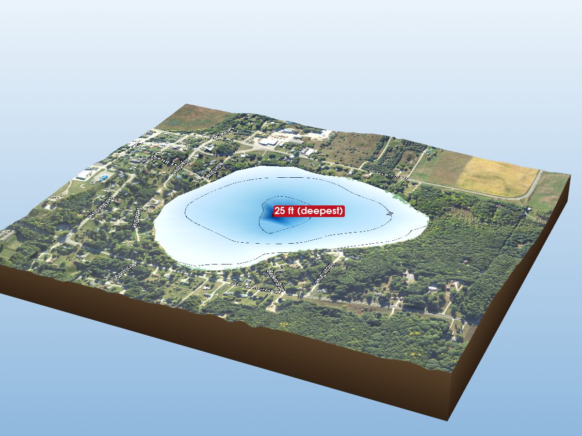 Depth map of Brownlee Lake