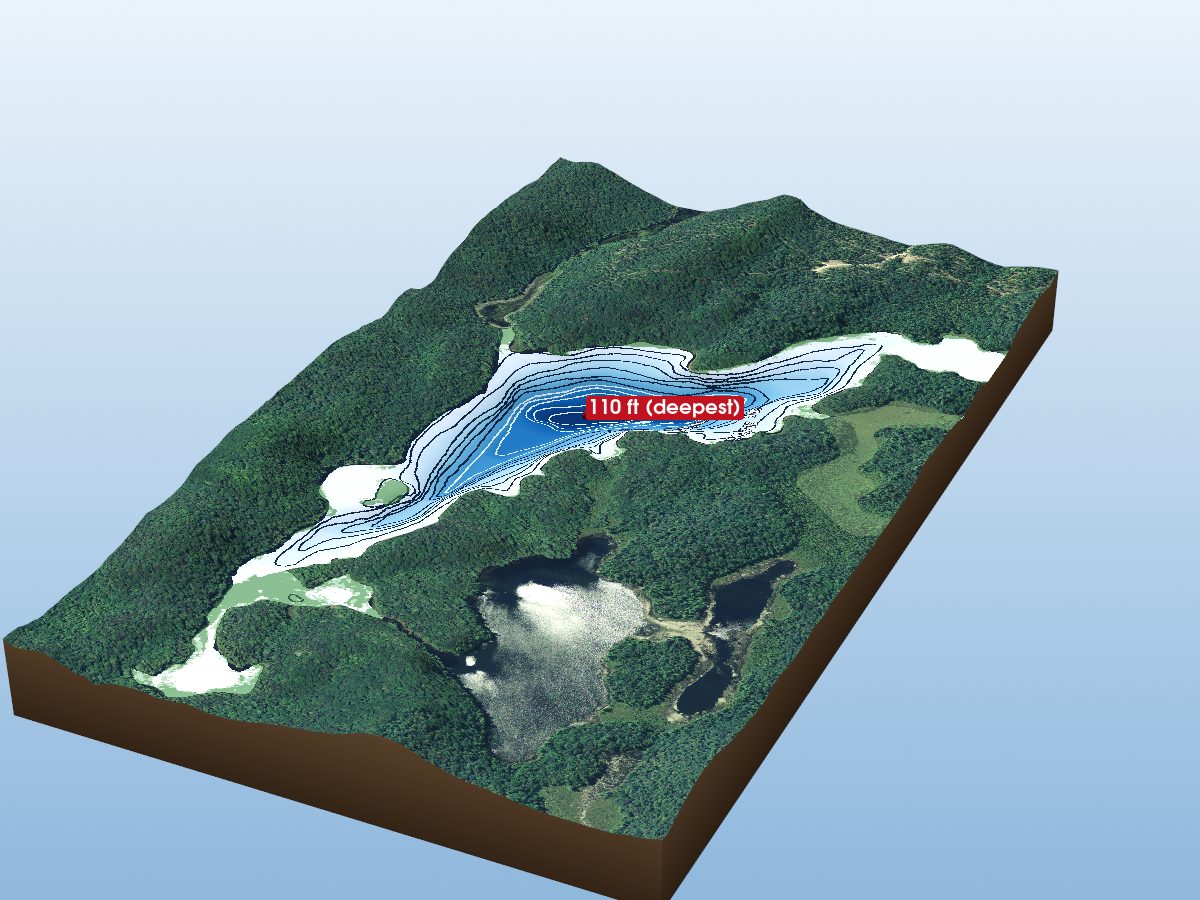 Depth map of Burden Lake