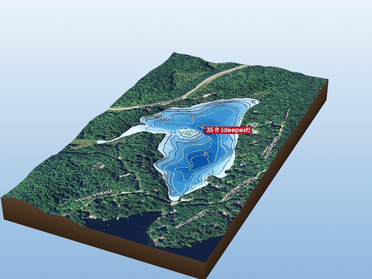 Depth map of Burdock Lake