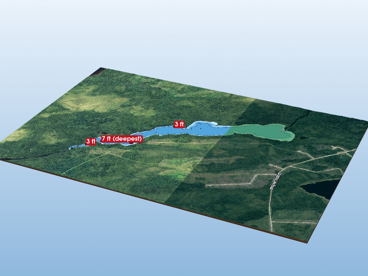 Depth map of Burntbush Lake